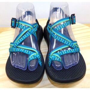 Chaco ZX/2 Yampa River Strappy Toe Loop Sandals Womens Teal Sz 7 J102808 Vibram